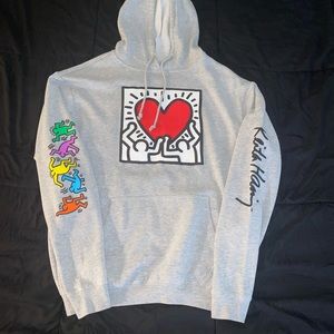 Keith Haring Gray Hoodie Size M